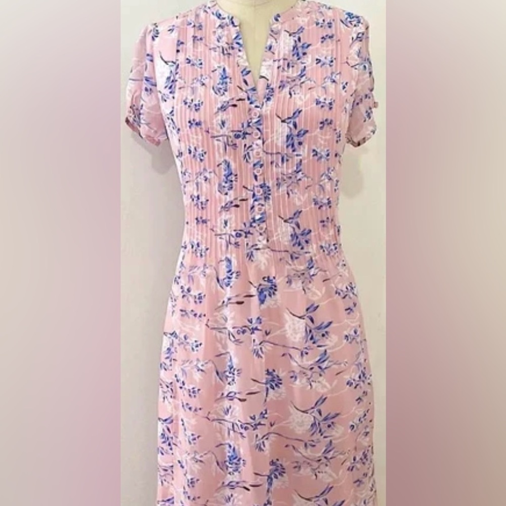 Robert Louis 3X Plus,🌸Pink & Blue Floral Dress 100% polyester w/Double lining - Picture 2 of 10